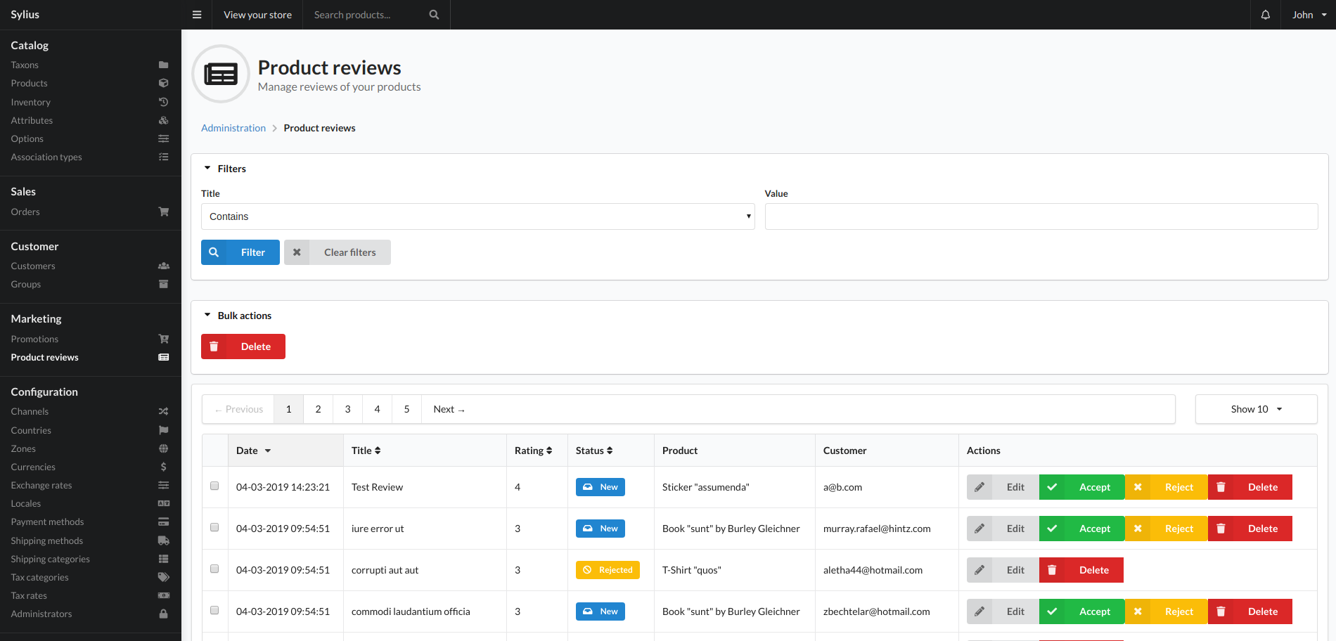Example Shipping Category view. alt text